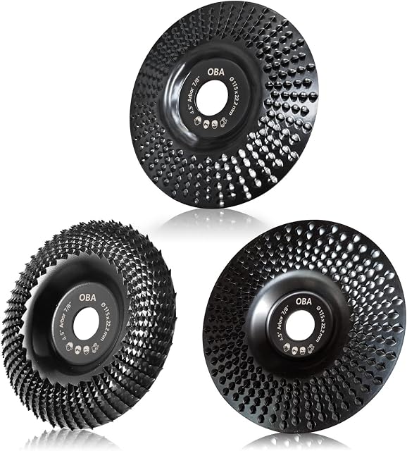 OBA Angle Grinder Wood Carving disc 115mm, 3pcs Wood Grinding Wheel, Grinder Shaping disc for Angle Grinders with 22.23mm Arbor