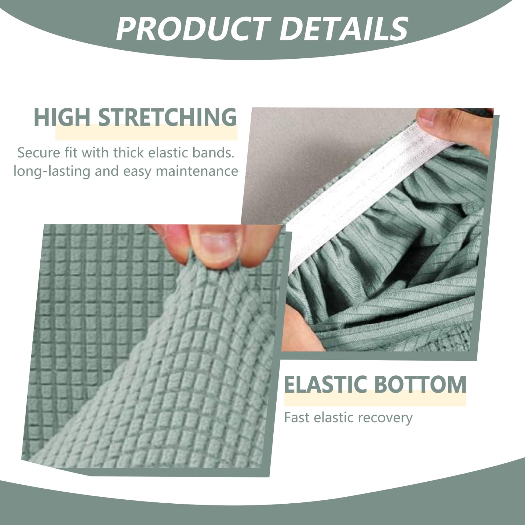 Housse de Pouf Ronde en Jacquard Extensible Housse de Pouf Pliable et Lavable avec Bord élastique Convient aux poufs 61 à 74 cm diamètre. Vert