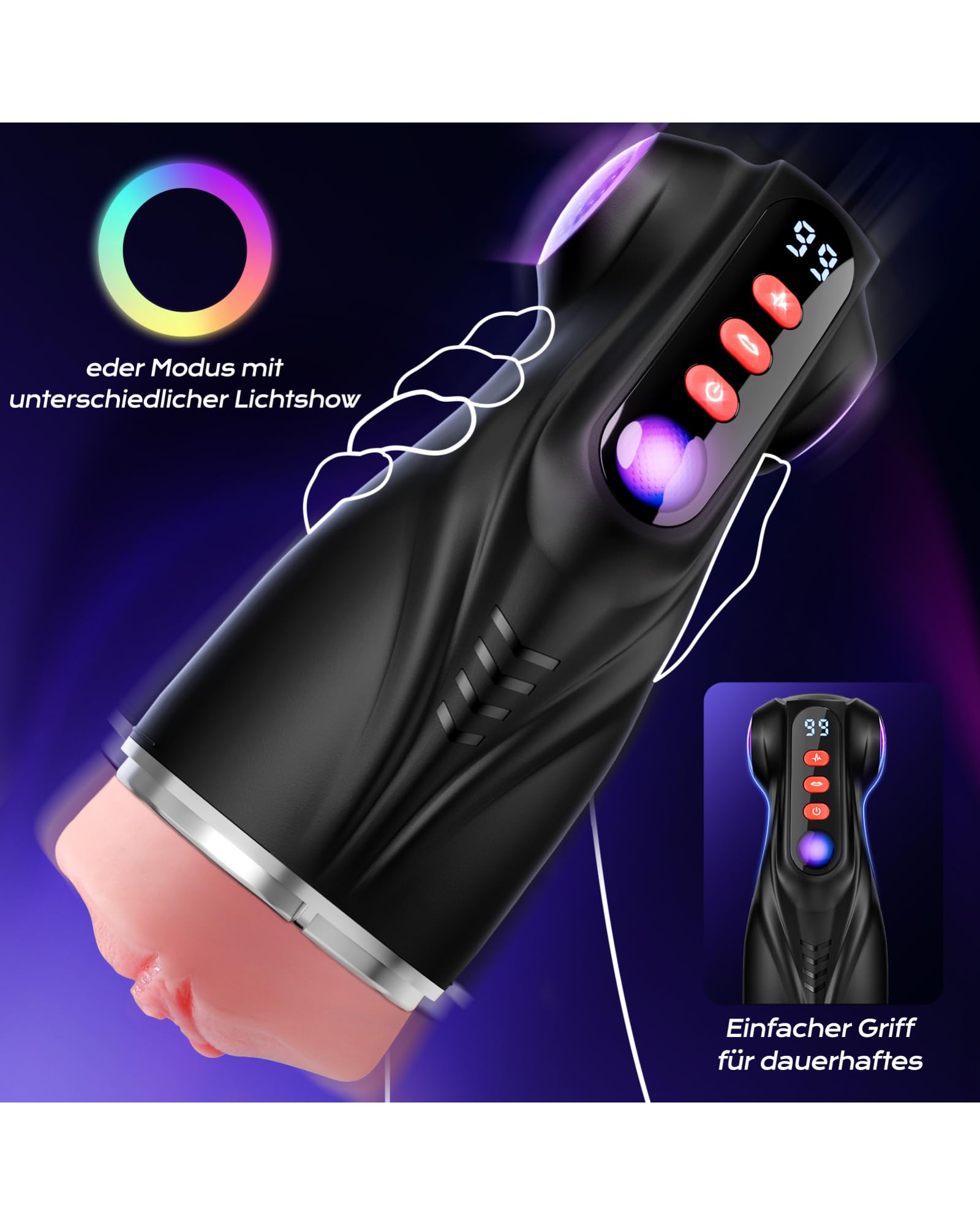 Tauara Masturbatore per Uomo Sex Toys, APP Masturvatore per Uomo con 9 Vibrazione e 9 Aspirazione, Masturbtore con 3 Maniche Rimovibili Sex Toy Vibratore Sexytoysys Coppia