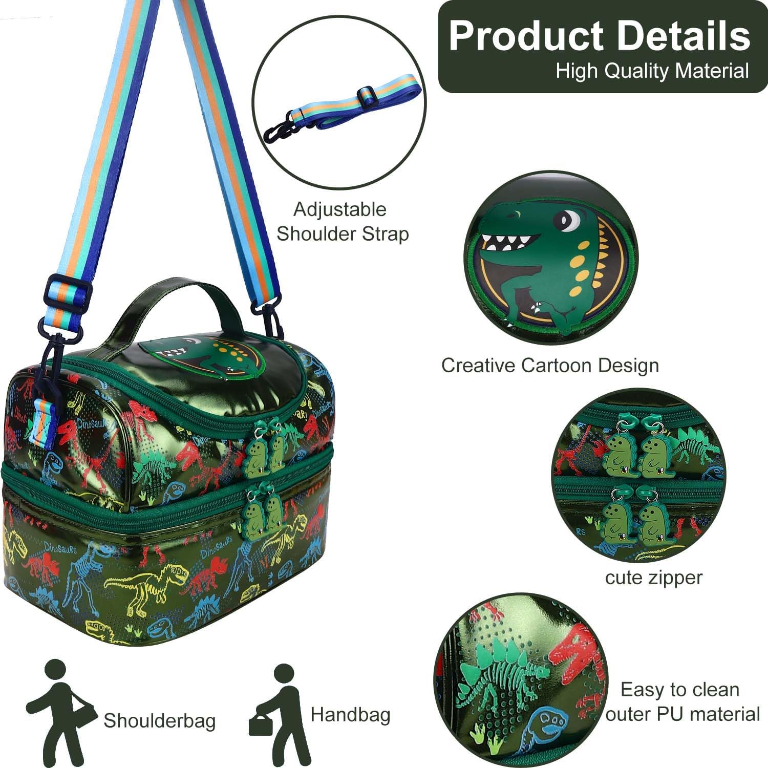 RHCPFOVR Kids Lunch Bag - Double - Decker Cooler Insulated Lunch Box for Boys Girls,Washable Lunch Bag and Reusable Toddler Lunchbox for School and Daycare - Image 2