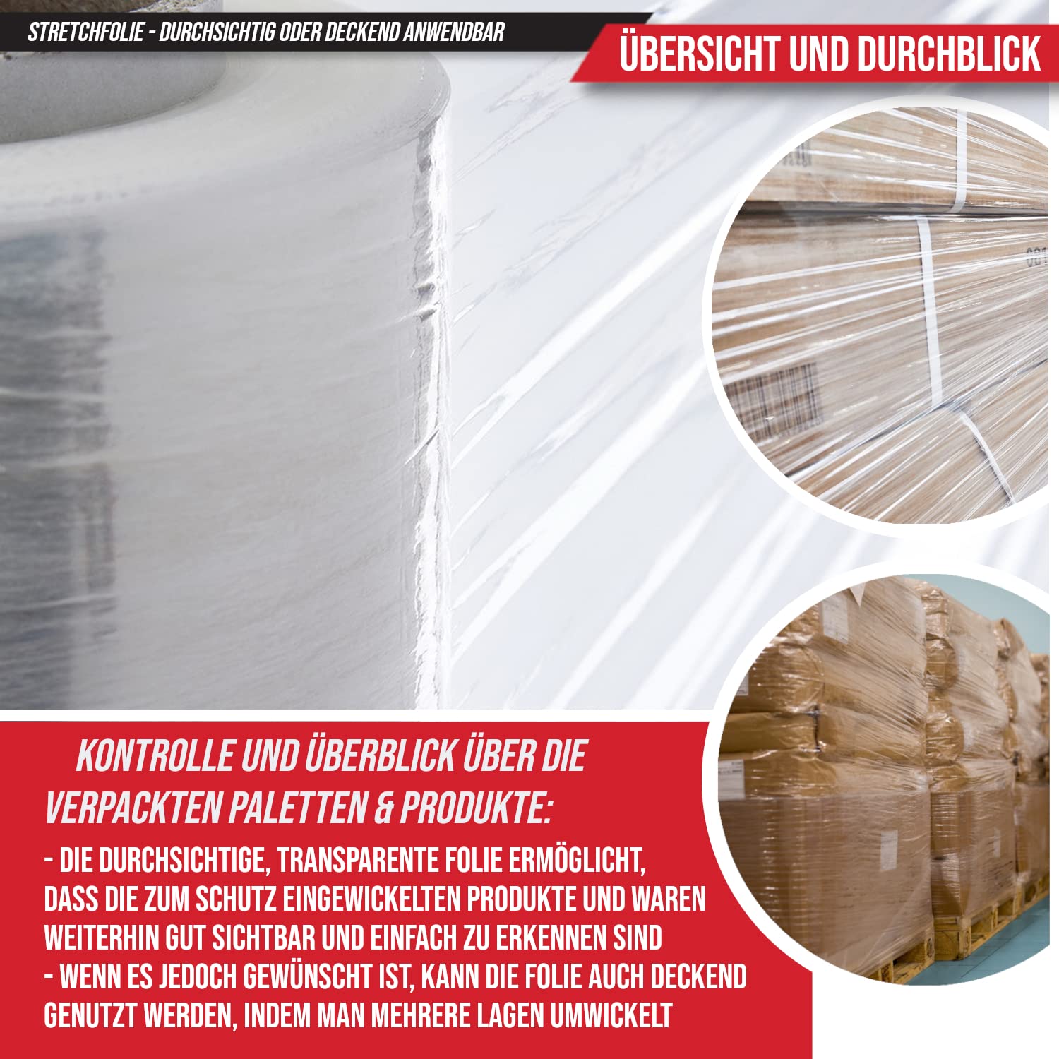 KALTAK Folia stretch przezroczysta – folia do pakowania na rolce o szerokości 50 cm – materiał opakowaniowy, folia do przeprowadzki do mebli – rozciągliwa folia do pakowania z mocną stroną przyczepną dla bezpiecznej ochrony (6)