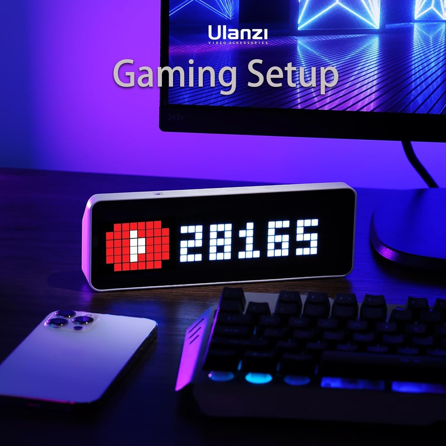ULANZI TC001 Smart Pixel Clock, Social Media Counter, Digitaler Wecker mit Wetter, AWTRIX Simulator, Retro Pixel Art Anzeigetafel Pomodoro Uhr Nachttisch Gaming Zimmer & Büro Dekor (Packung mit 2)