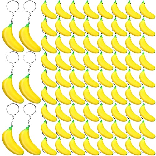 Jexine 20 Pack Banana Keychains Stress Toys Banana Stretchy Toys