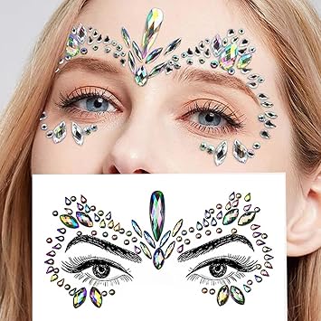 Rajsy Face Gems Rhinestone Face Decoration Jewelry Stickers for Women & Girls – Mermaid’s Tears Makeup Stickers | Artist Temporary Eye Decor | Crystal Face Jewels for Festival, Party, Rave (S-1) (D7, 