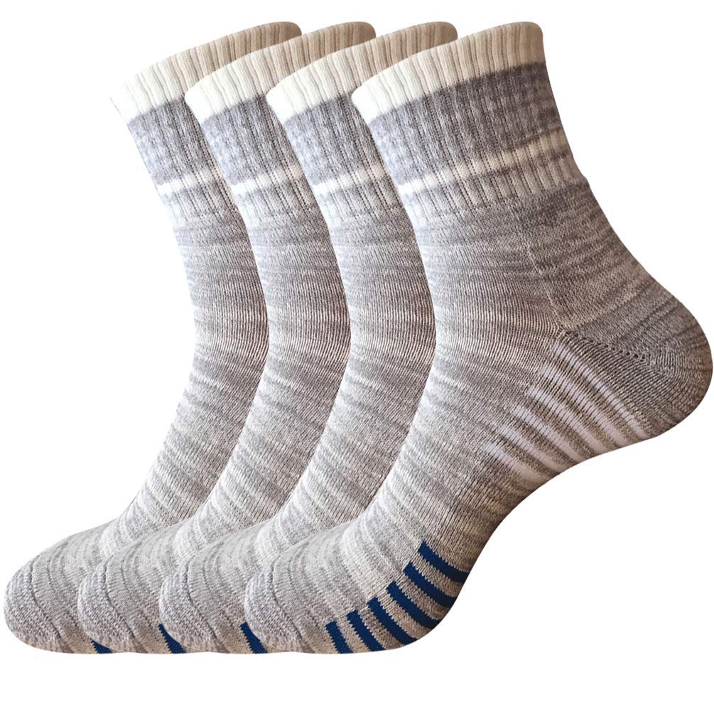 Pelisy 4 Pairs Hiking Socks Mens Pack Cushioned Quarter Crew Athletic Socks