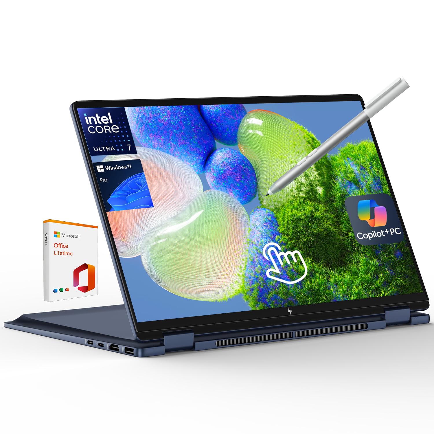 HP OmniBook X Flip 2-in-1 Laptop,14" 2K Touch-Screen Laptop Computer,Intel Core Ultra 7, Arc 140V GPU Copilot+ PC,16GB RAM 2TB SSD,Thunderbolt 4,with