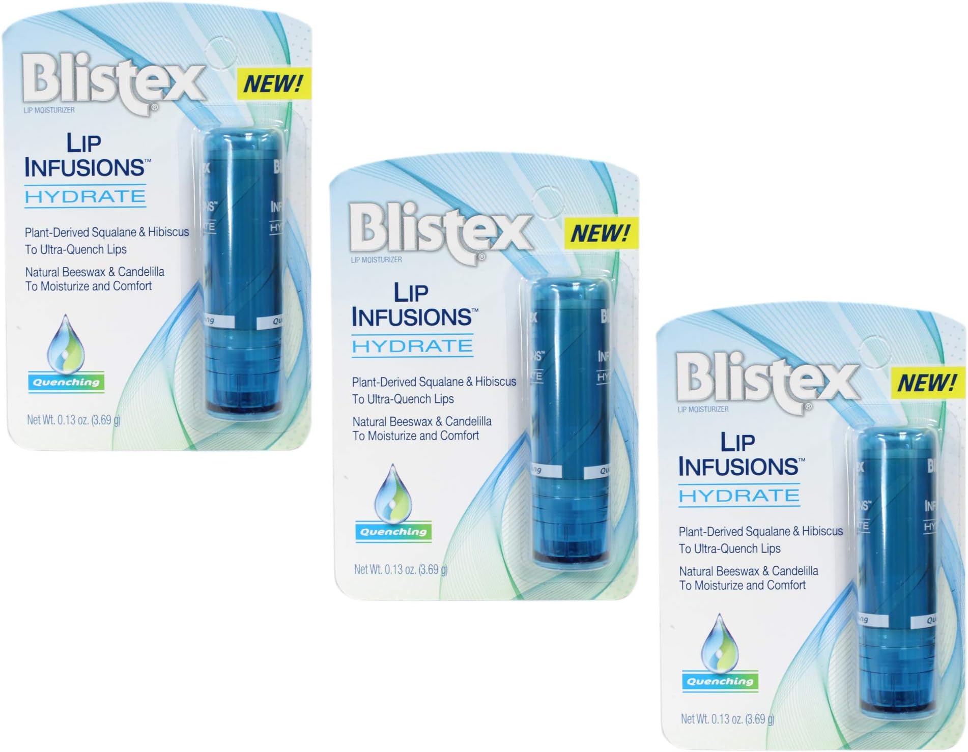 Blistex Lip Infusions Hydrate Lip Moisturizer 0.13 Ounce (3 Pack)