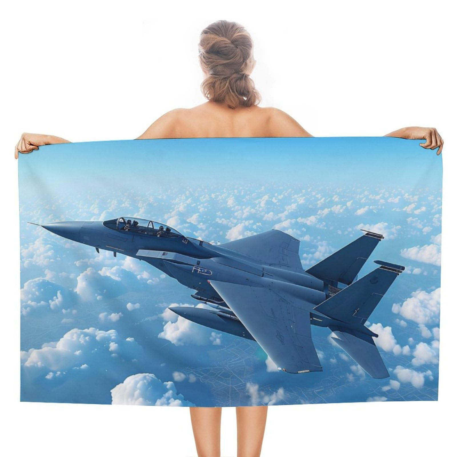 CGSBNGHA F-15 Eagle Jet Plane Beach Towels Soft Bathroom Bath Pool Swim Towels for Women Men