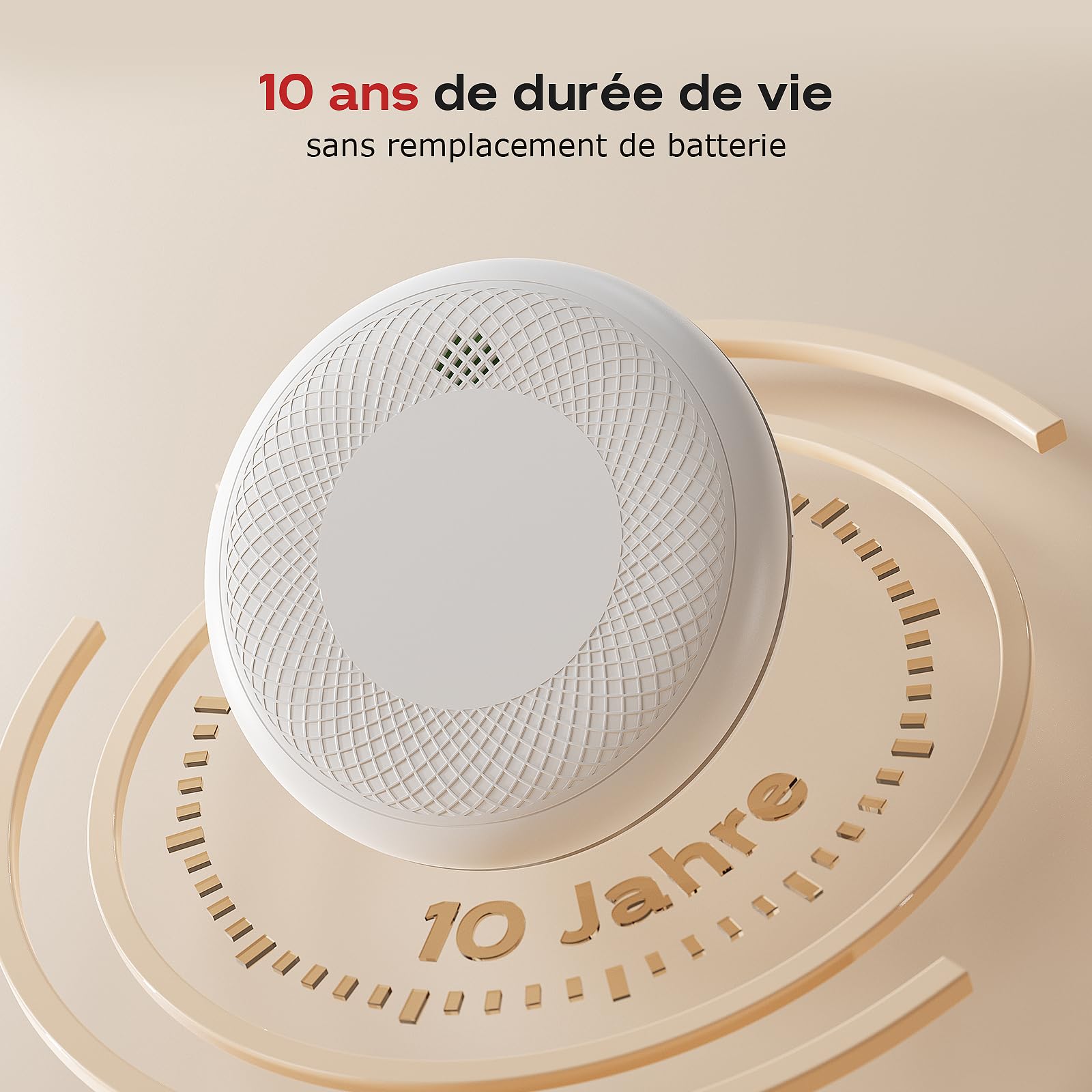 Safeliveo Détecteur de fumée WiFi avec Batterie 10 Ans, Notifications Via Application et Auto-Test, Alarme Incendie Intelligente Compatible Tuya & Smart Life, 2 pièce