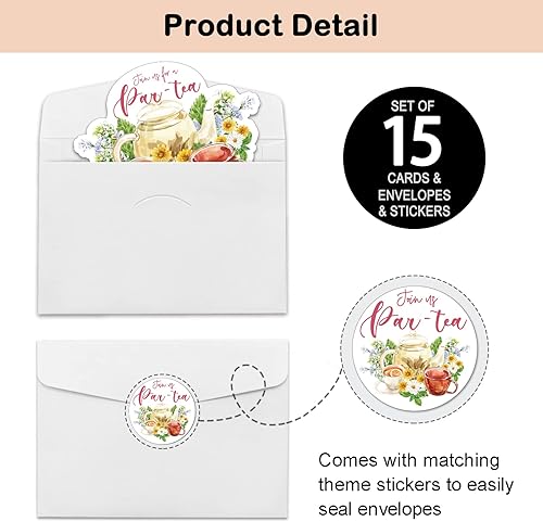 Miniatura 10 de REWIDPARTY Bonitas tarjetas de invitación para fiesta de hamburguesas con sobres y calcomanías (juego de 15) invitaciones en forma de relleno,