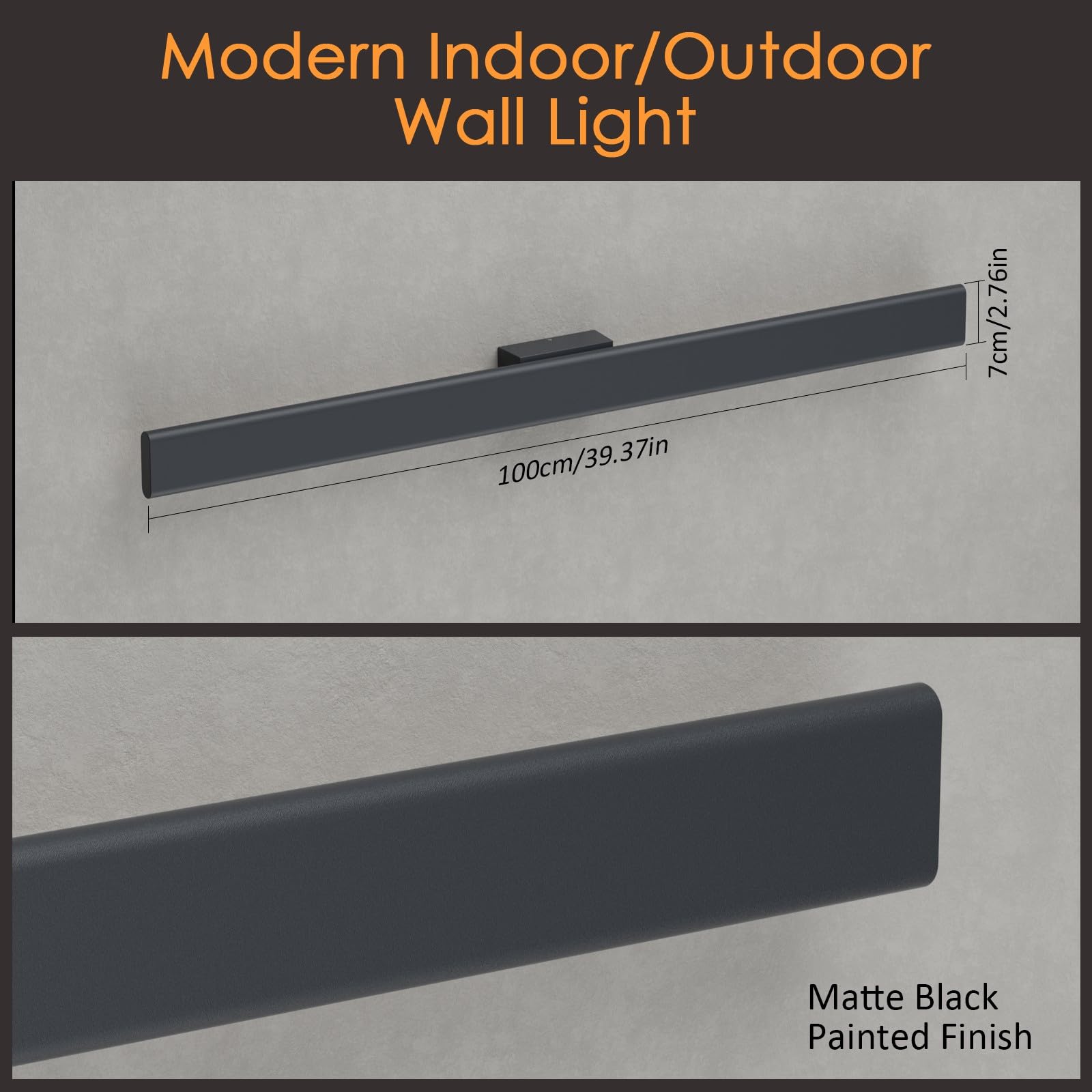 Klighten Aplique Pared Exterior, 100CM Lámpara de Pared LED Impermeable IP65 Luz de Aluminio Iluminación 3000K/4000K/6000K Ideal para jardines, Garajes, Portales (Antracita) | 3000K/4000K/6000K Lámpara de exterior, IP65 impermeable, lámpara de pared exter