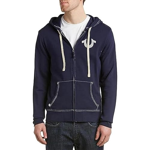 True Religion Men's Buddha Logo Zip Hoodie Sweatshirt