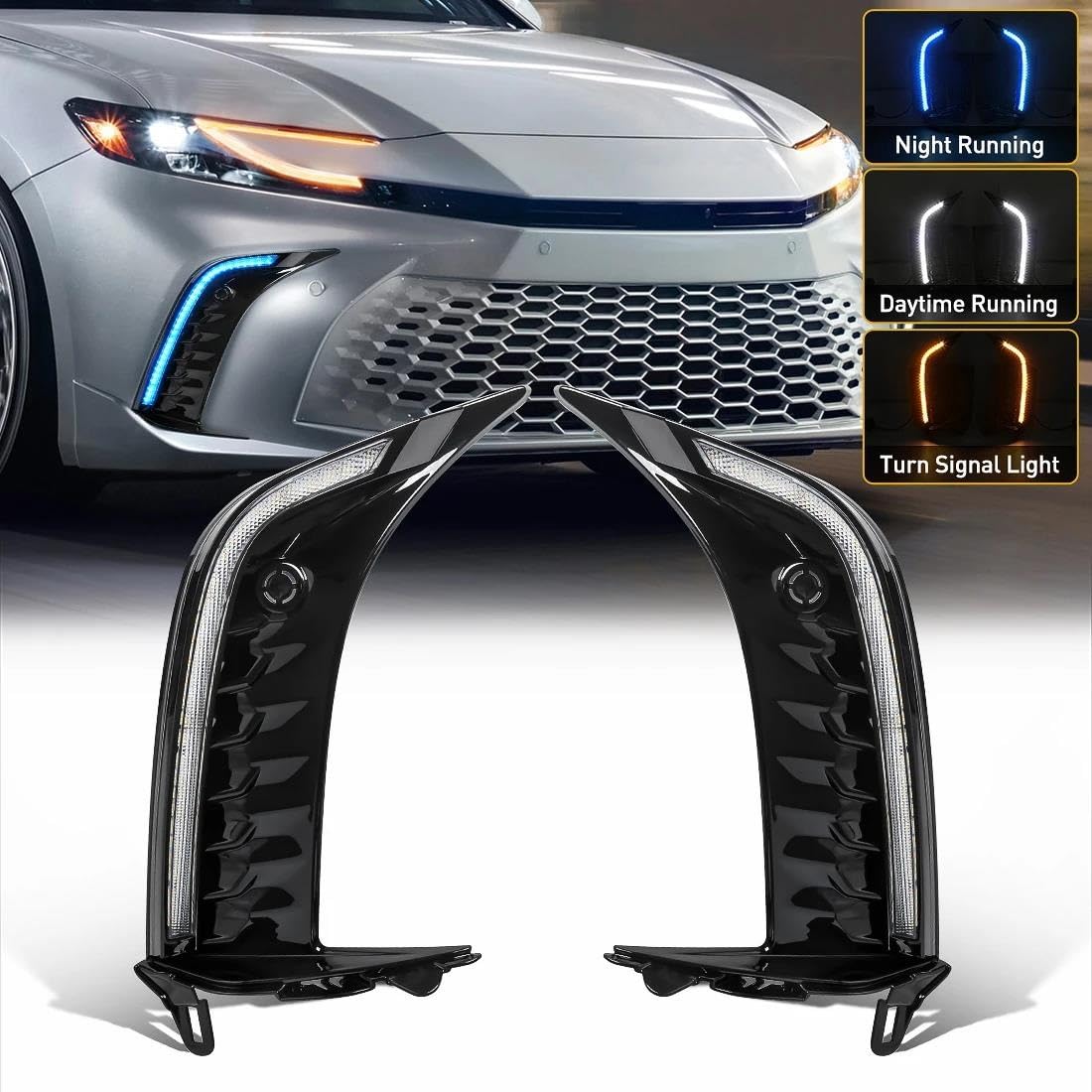 Genérico Luces circulación Diurna LED Para Toyota Para Camry SE XSE 2024 2025: Luces diurnas LED (DRL), faros delanteros, luces antiniebla e intermitentes Conjunto luces antiniebla LED