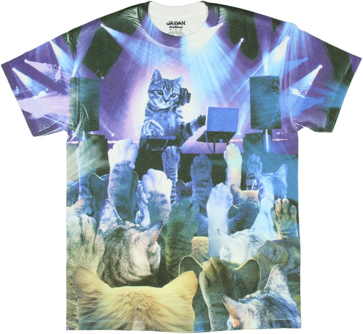 DJ Kitty And Paws In The Air Sublimation Men's T-Shirt (Medium)