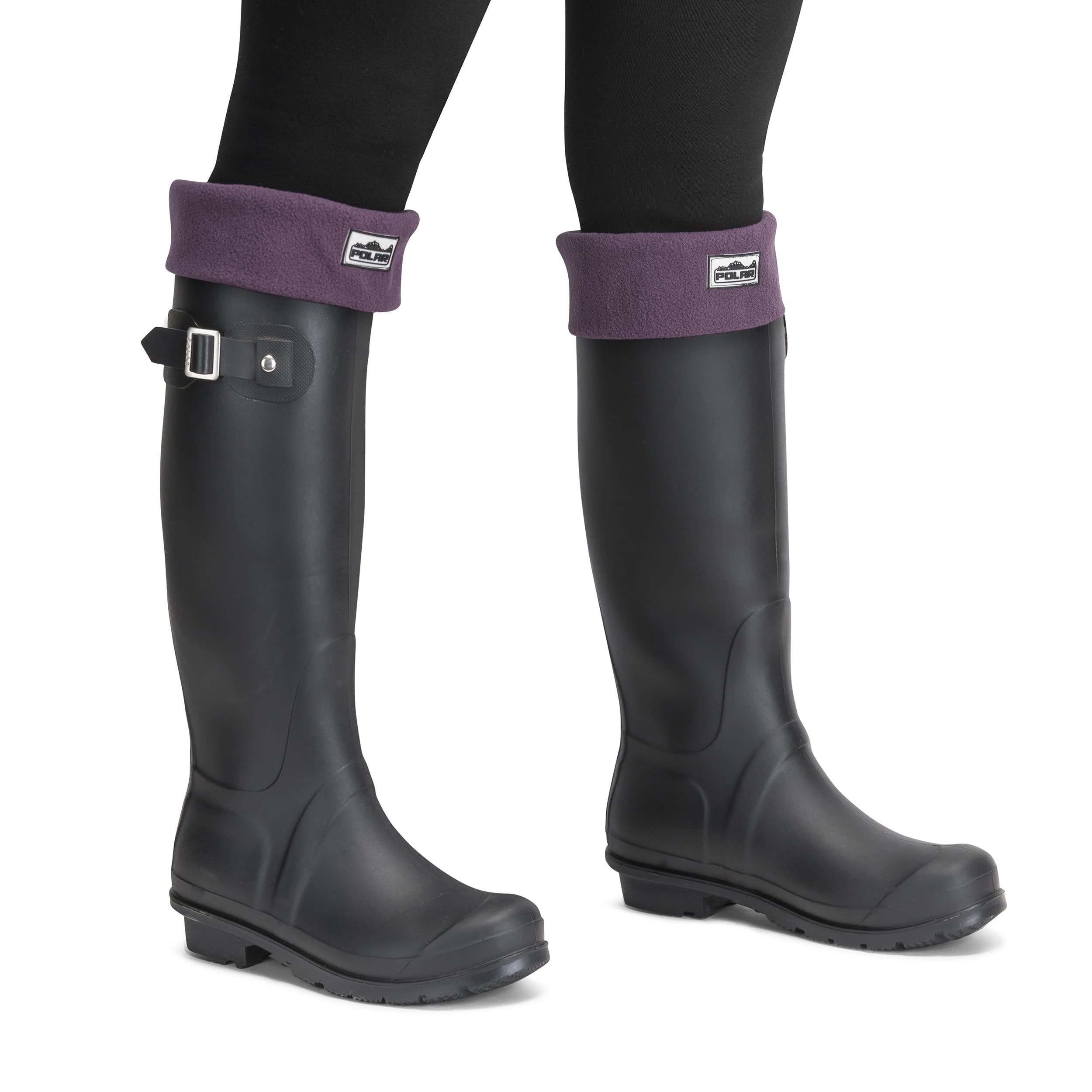 Polar Womens Thermal Fleece Welly Wellington Boot Warm Cosy Soft Wellie Socks - Purple - M