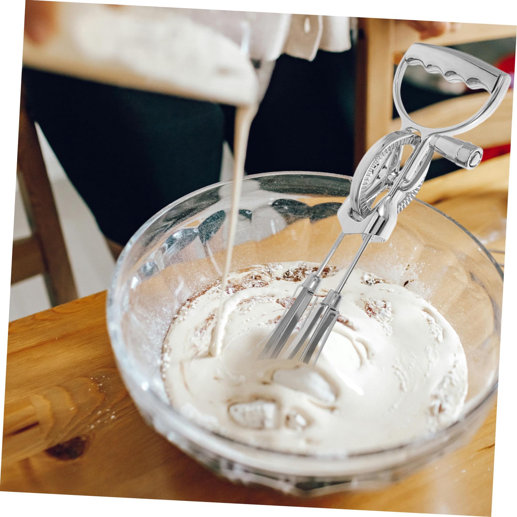 OUNONA 4 Stück Handlicher Manuelles Rotations-eierschläger-set mit Edelstahl-schneebesen Hitzebeständiger Silikonbürste und Spatel Vielseitiges Küchenwerkzeug für Backen Teigmischen und
