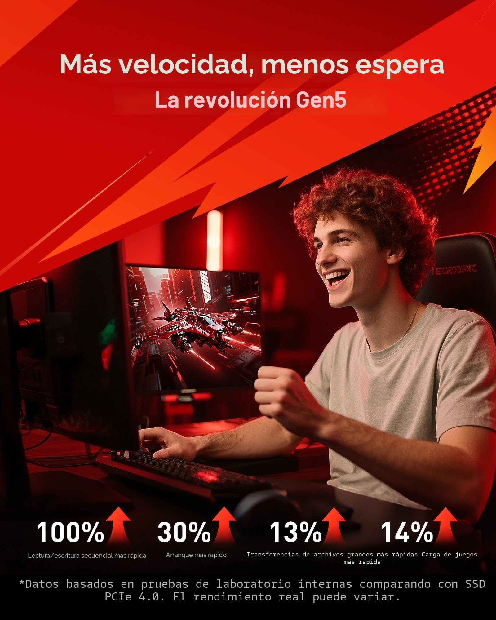 Lexar Ares Pro SSD 1TB PCIe Gen5 NVMe M.2 SSD Interno, hasta 14.000 MB/s de Lectura – para Aplicaciones de IA, Juegos AAA, Edición de Video, Compatible con PC, Laptops & PS5
