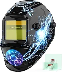 YESWELDER Capacete de soldagem de escurecimento automático, bloqueio de luz azul, capa de solda movida a energia solar de cor verdadeira 1/1/1/1 com 2 sensores de arco, máscara de soldador de sombra