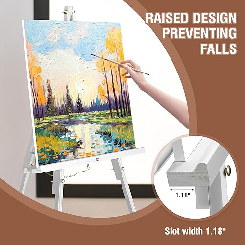 Miniatura 4 de abitcha Caballete artístico de madera, trípode portátil de 63 pulgadas, caballete de artista, soporte de póster de madera ajustable para bodas,