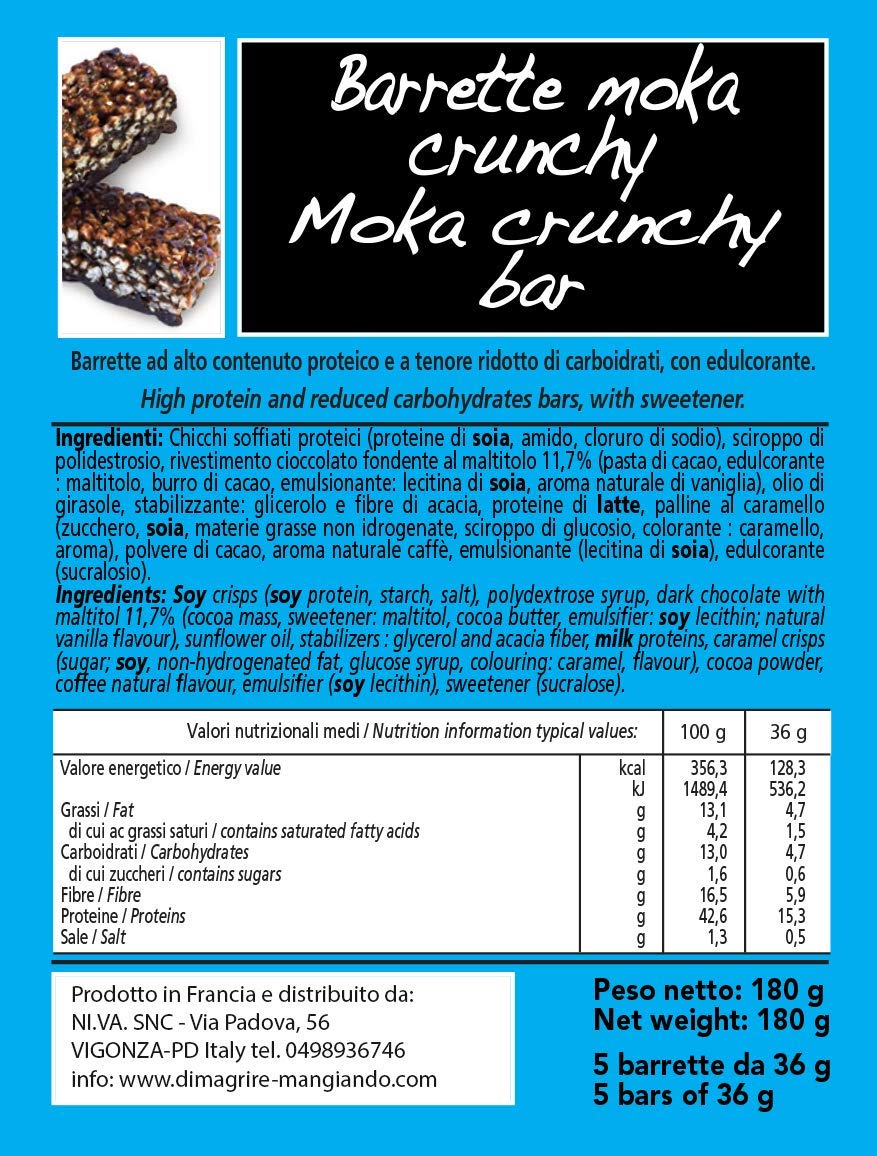 10 BARRETTE CRUNCHY PROTEICHE Line@diet al CAFFE' MOKA | 0 ZUCCHERI | 15g PROTEINE | 4g CARBOIDRATI!