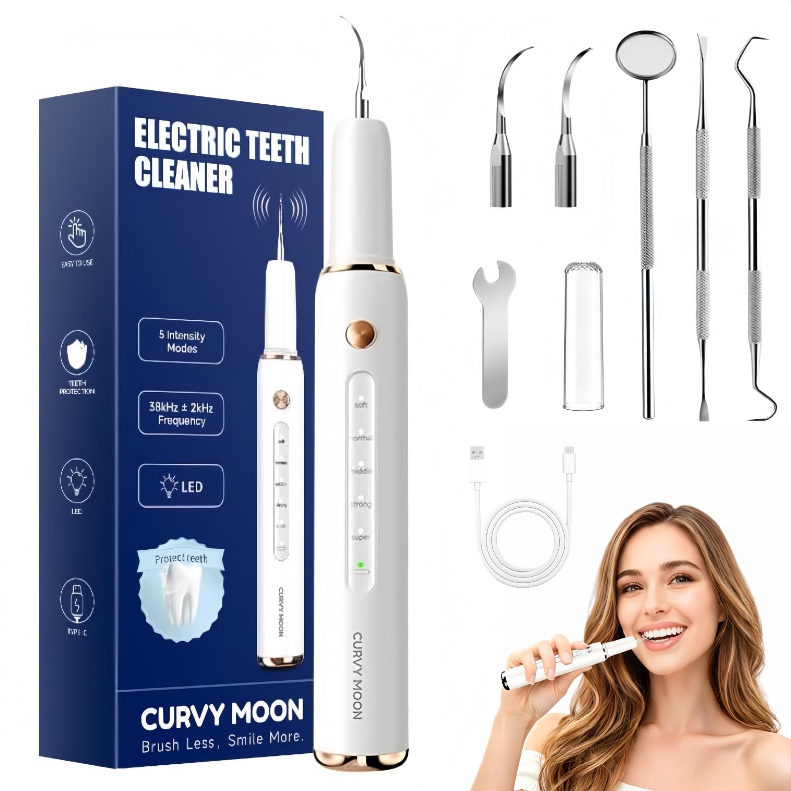 2.0 Kit Pulizia Denti Tartaro,rimuove La Placca E Le Macchie Dai Denti, Ideale Da Portare in Viaggio O A Casa