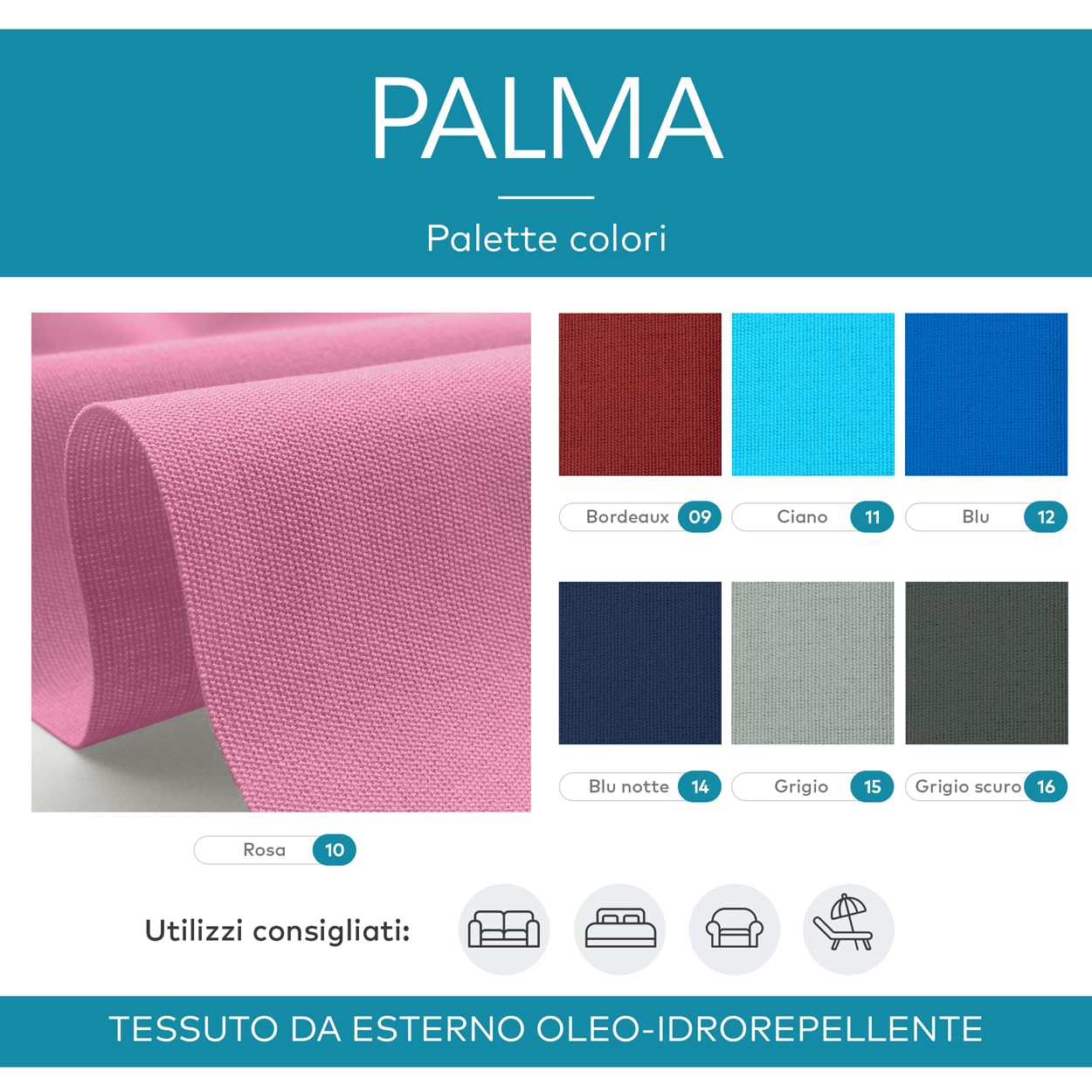 DESHOME Palma – Tela al metro para exterior, 160 cm de altura, oleo, repelente al agua, tela al metro, resistente para tapicería de sofá, cojines, sillas, tumbonas, toldos (5 metros x 3,2 m, blanco)