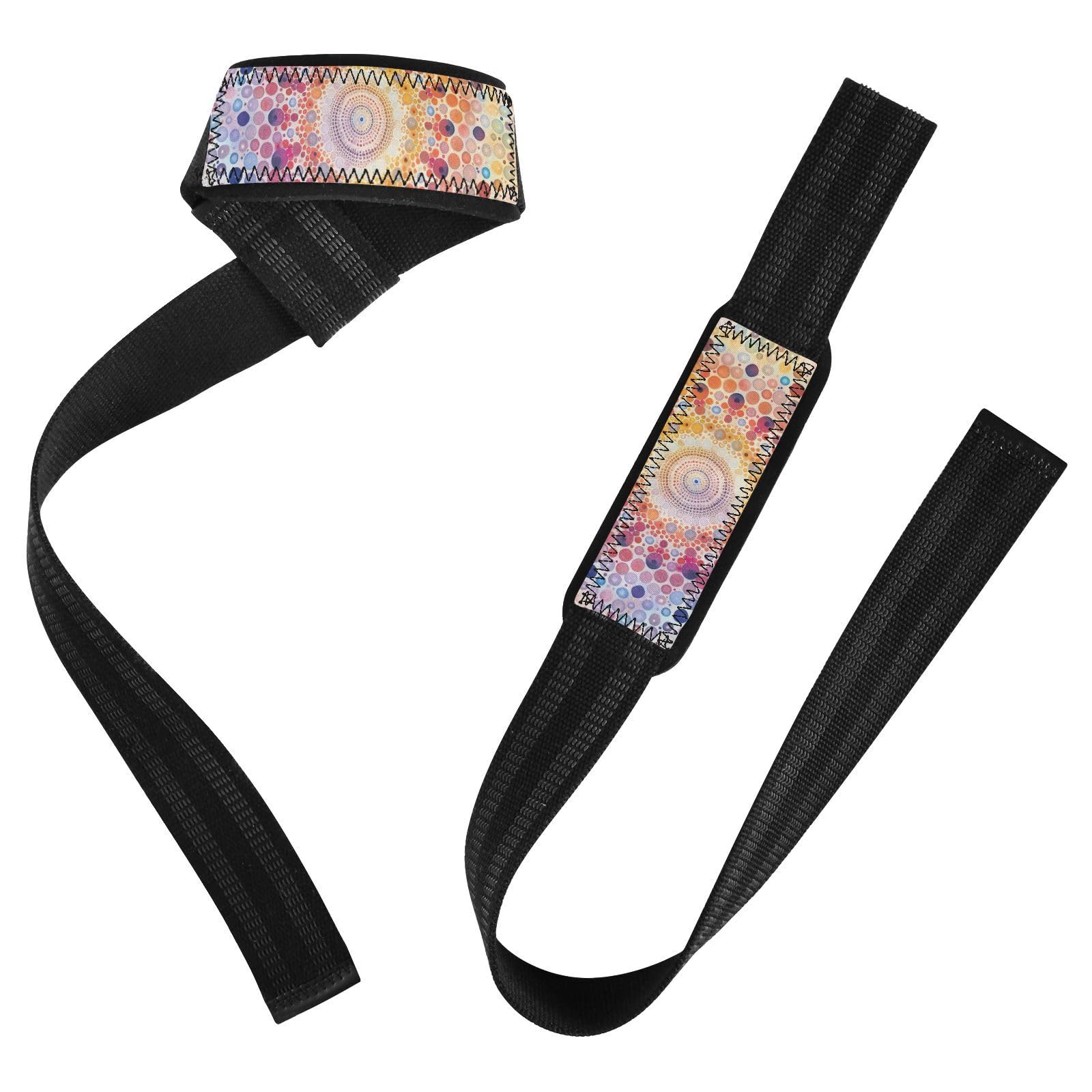 Nander Beautiful Mandala Print Wrist Straps for Weightlifting,Lifting Straps with Neoprene Cushioned Wrist Padded and Anti-Skid Silicone for Strength Training,Bodybuilding,Deadlifting