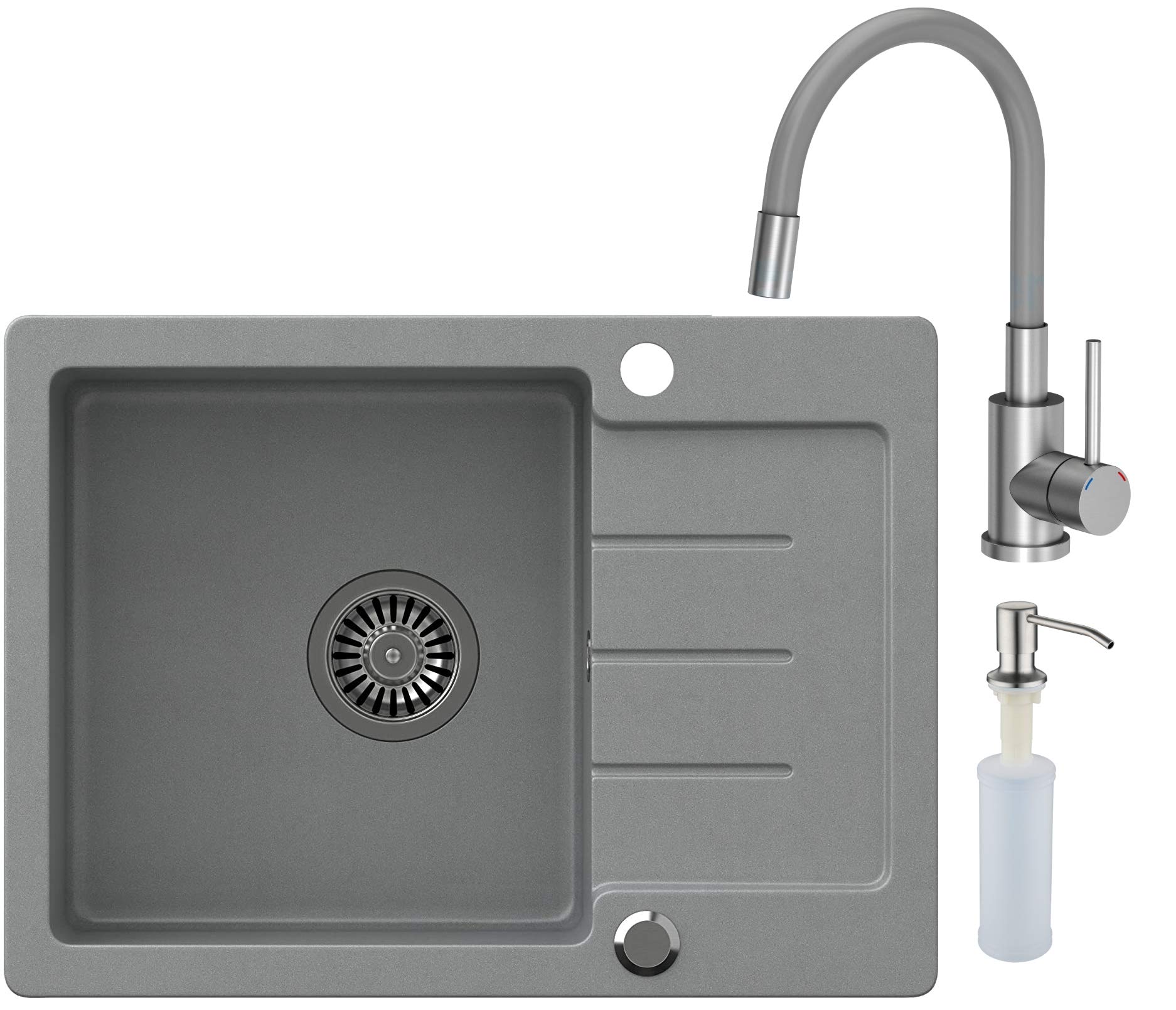 VBChome - Fregadero de granito (60 x 44 cm), color gris