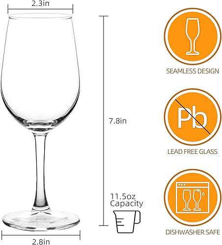 Miniatura 2 de Copas de vino (juego de 8, 11.5 onzas), copa de vino tinto o blanco multiusos con tallo, duradera, apta para lavavajillas
