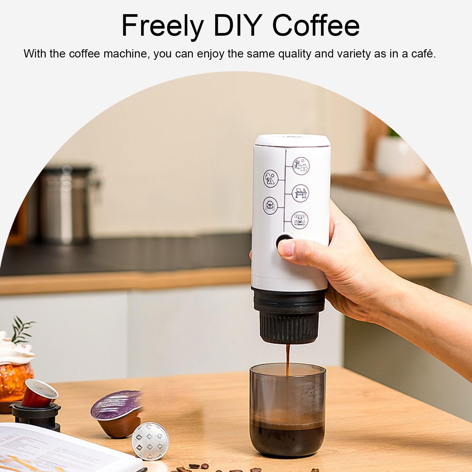 Haofy Portátil 17 Bares con Presión Alta para Extracción Óptima de Sabor, Compatible con Café Molido y Cápsulas NS, Inalámbrica para Viajes, Senderismo, Oficina, Hogar