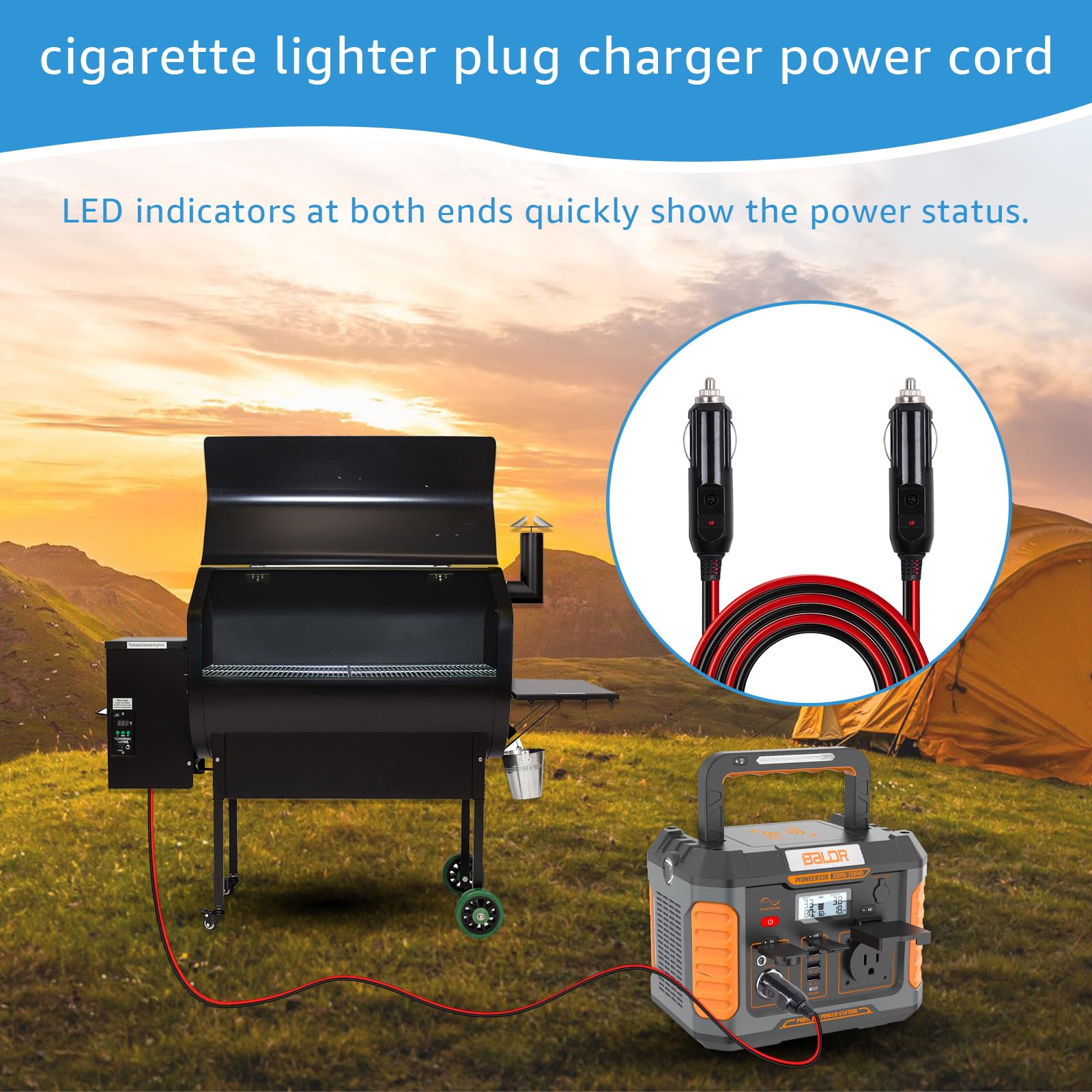cigarette lighter grill Amazon.com: Sigely 12V/24V Grill Power Cord, Compatible with GMG Davy  Crockett & Trek Pellet Grills, Male to Male Cigarette Lighter Plug Charger,  16AWG 6.5ft/2m Replacement Cable : Patio, Lawn & Garden