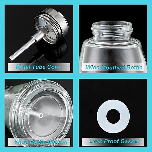 Miniatura 3 de 2 botellas dispensadoras transparentes de 6 onzas  6.1 fl oz con tapa abatible de metal, removedor de esmalte de uñas de vidrio, botella