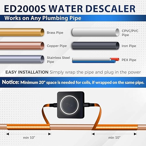 Miniatura 8 de iSpring ED2000S - Desincrustante para toda la casa, acondicionador de agua dura electrónico alternativo sin sal, diseño de luz LED de respiración