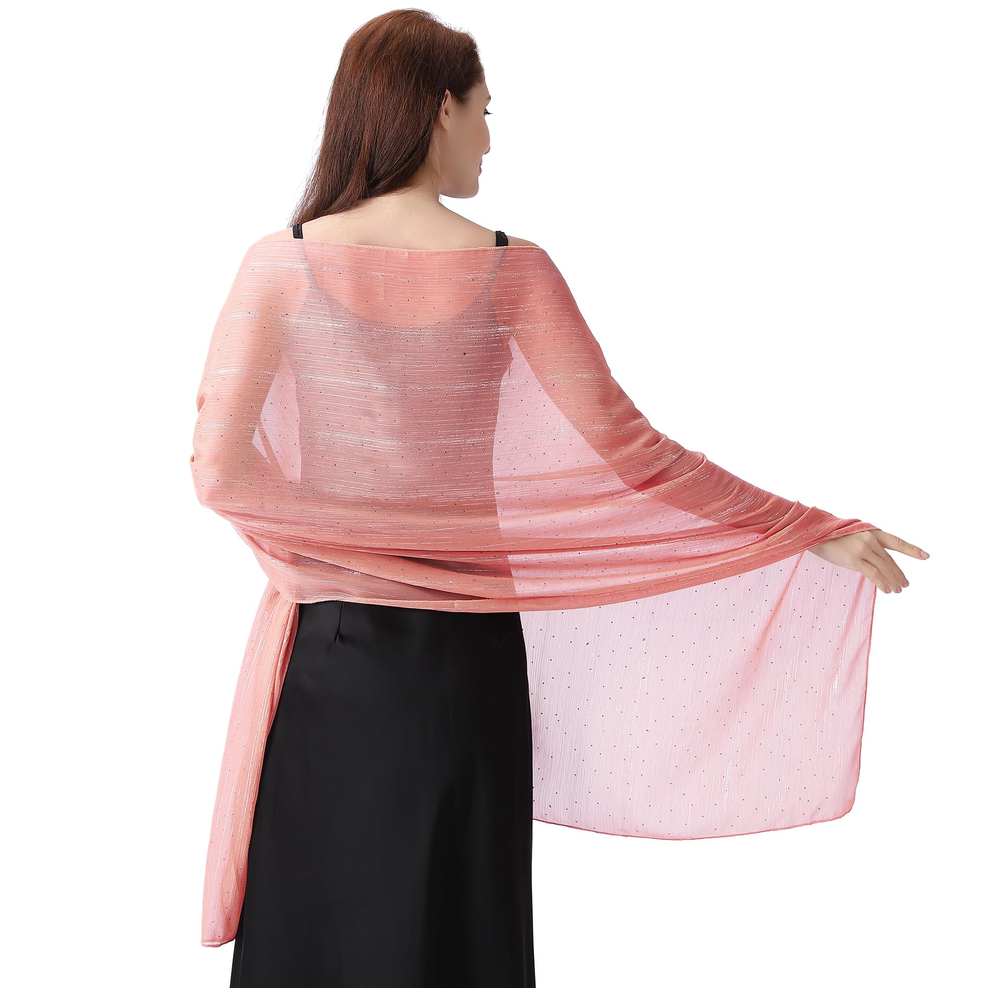 Ladiery Women Shawls and Wraps for Evening Dresses, Lightweight Soft Chiffon Sparkly Rhinestones Women Formal Scarf Shawl Wraps for Weddings