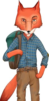 Cool Hipster Sly Student Fox Cartoon Vinyl Sticker 8" Tall