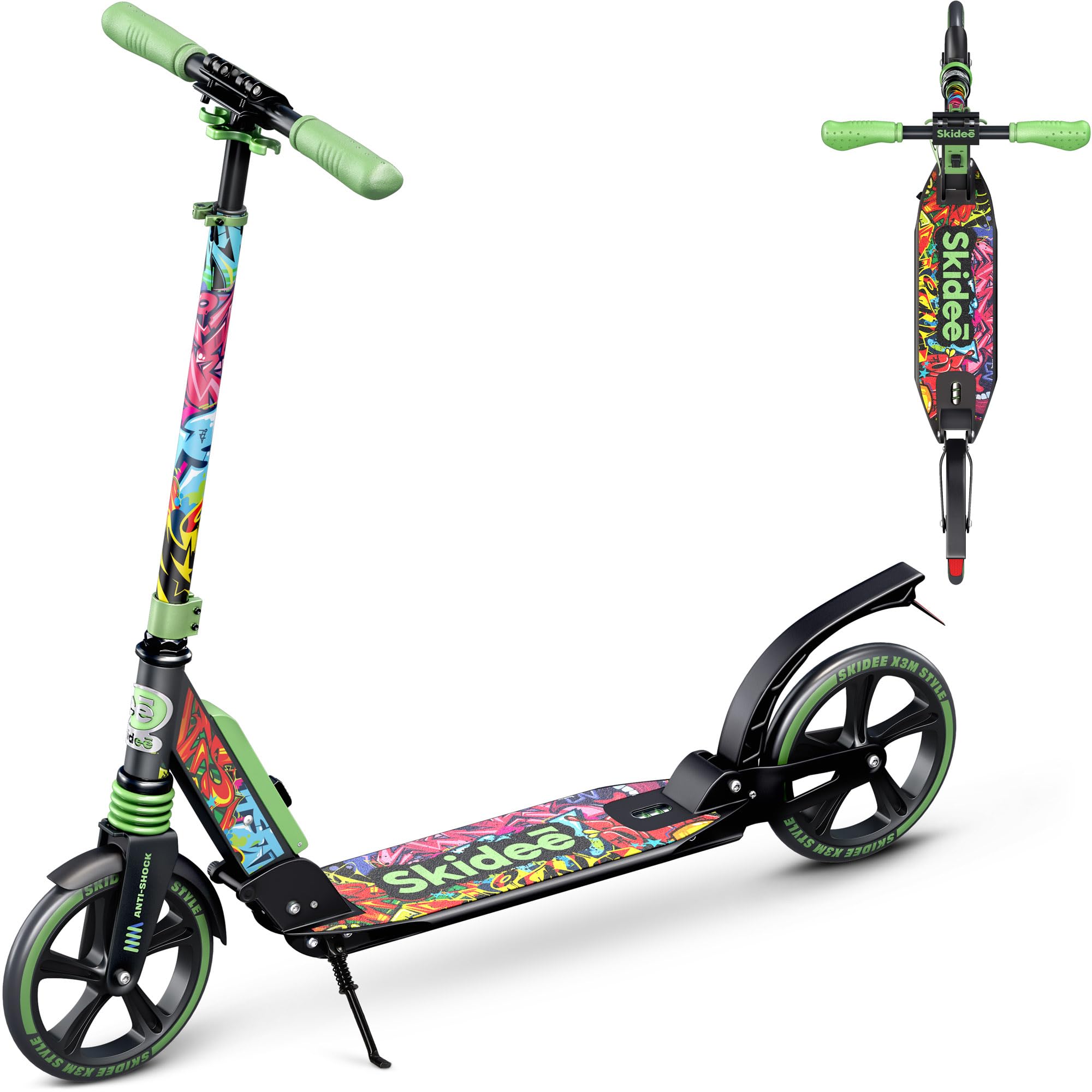 Scooter for Kids Ages 6-12 - Scooters for Teens 12 Years and Up - Adult Scooter with Anti-Shock Suspension - Scooter for Kids 8 Years and Up with 4 Adjustment Levels Handlebar Up to 41 Inches High