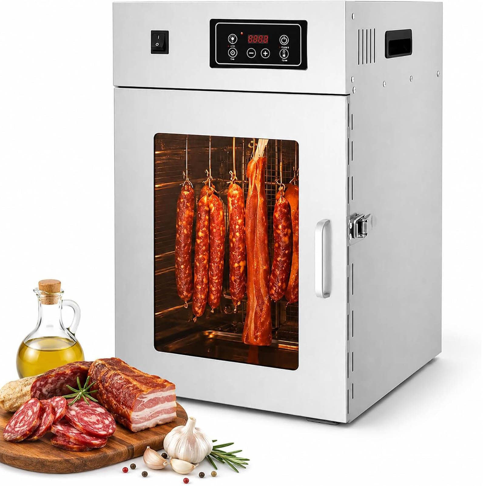 Dry Aged Reifeschrank,Trockenschrank Für Fleisch– GroßEs FassungsvermöGen (7,5Kg),14 Haken, Temperaturregelung Von 30–90°C – Zum Trocknen Von Biltong, Fleisch Und Wurst