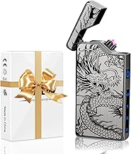 Christmas Stocking Fillers Gifts for Men Him Boyfriend Adults: Electric Arc Plasma Lighter Portable, Rechargeable USB Lighter Windproof and Flameless for Outdoor Camping Hiking, Cool Dragon Lighters