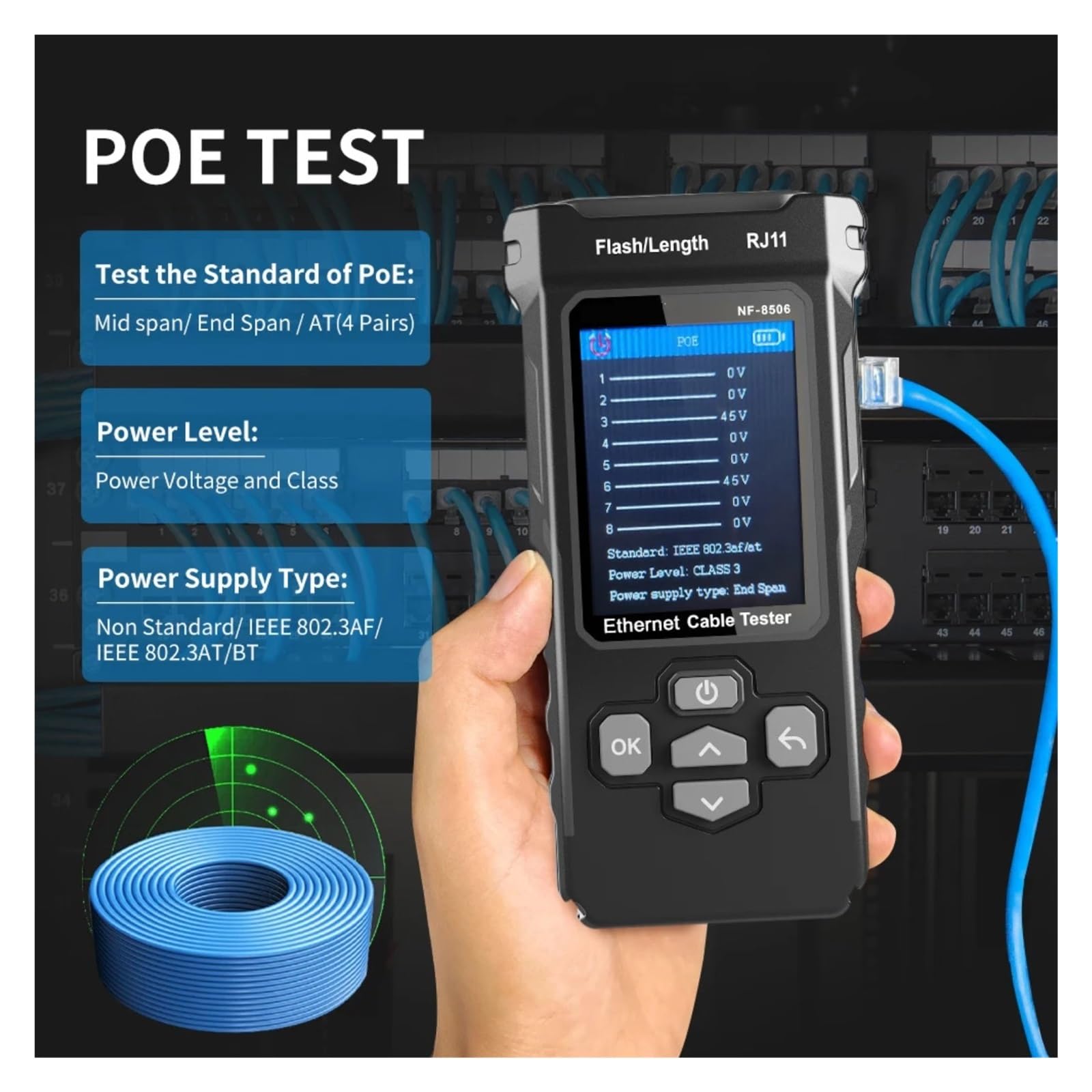Tester Okablowania Sieciowego Ze Skanerem IP/testem PING Ethernet Wyświetlacz LCD Narzędzia Do Śledzenia Precyzyjna Skuteczna Identyfikacja