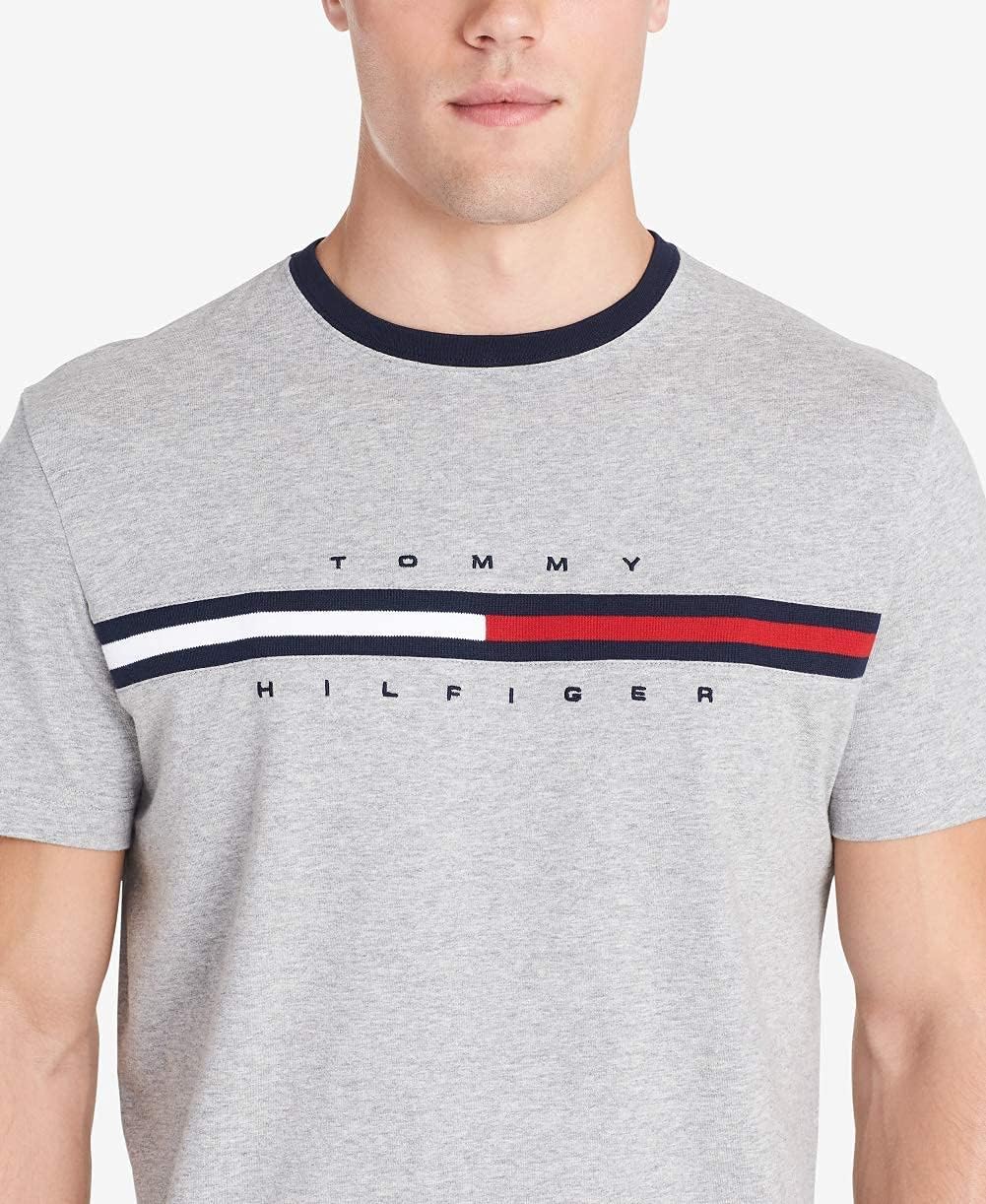 Tommy Hilfiger mens Short Sleeve Signature Stripe T-shirt - Image 3