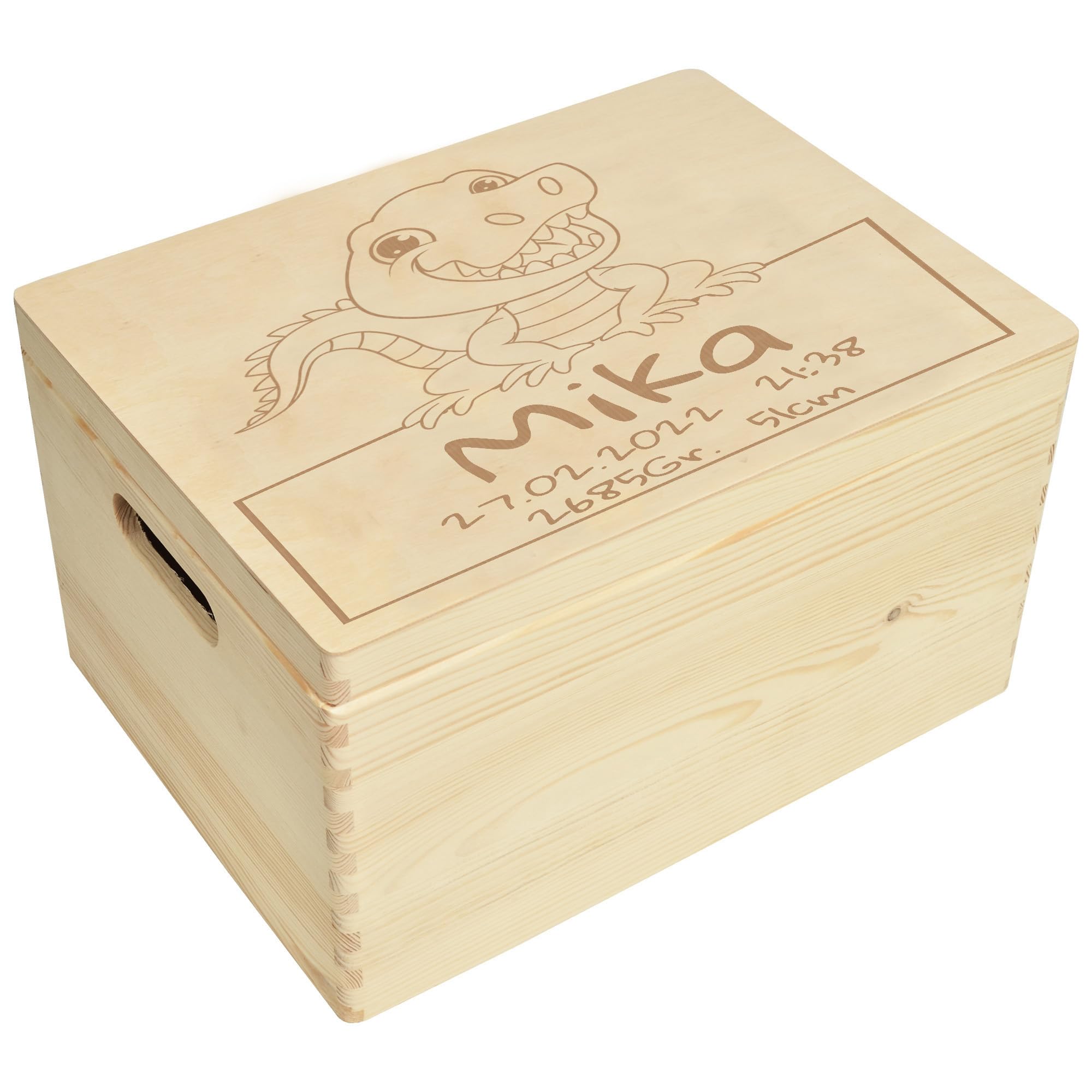 Scatola dei ricordi personalizzata per neonati e bambini con incisione Alligator – Scatola in legno per bei ricordi – Scatola in legno 40 x 30 x 23 cm