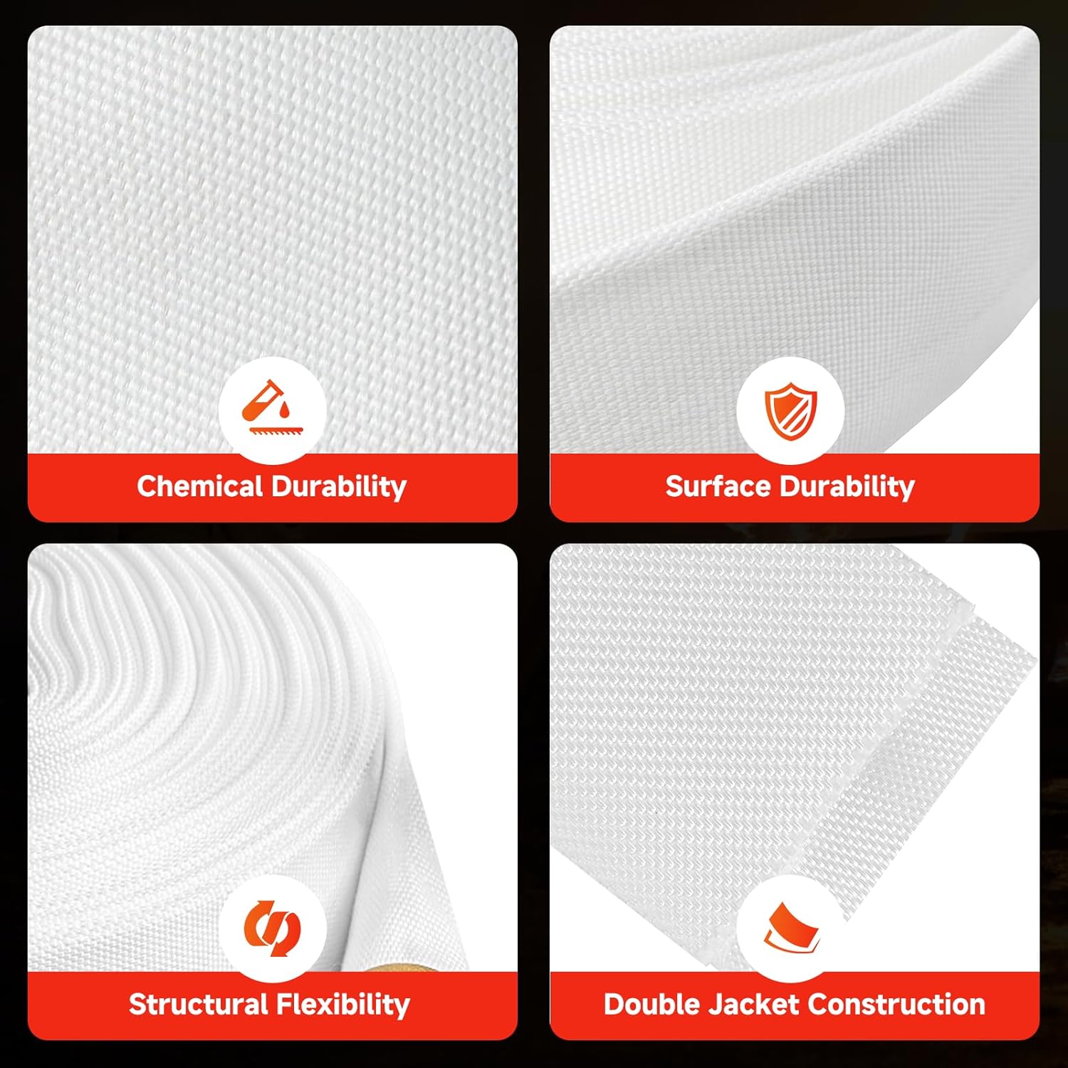 Fire Hose 1-1/2" ID x 75 ft Double Jacket TPU Lined, M × F NST/NH Brass Couplings with Fire Nozzle, 750 PSI Burst Pressure, Commercial Grade