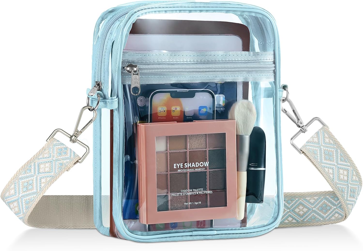 Borsa A Tracolla Trasparente In PVC Con Ciondolo Fiore – Impermeabile, Tracolla Regolabile, Dimensioni 20x15x4.6cm, Grigio - 3