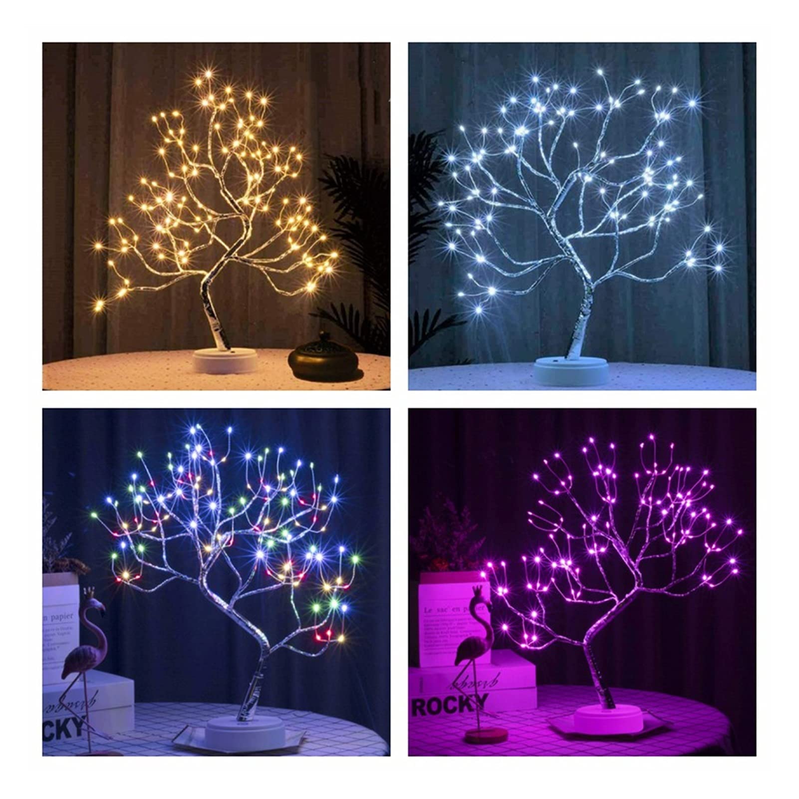 Lámpara Escritorio DIRIGIÓ Luz de noche Mini Navidad Árbol de twinkling de árbol de cobre Lámpara de guirnalda for casa de vacaciones Detalle de dormitorio for niños Luces de hadas luminarias Lamparil