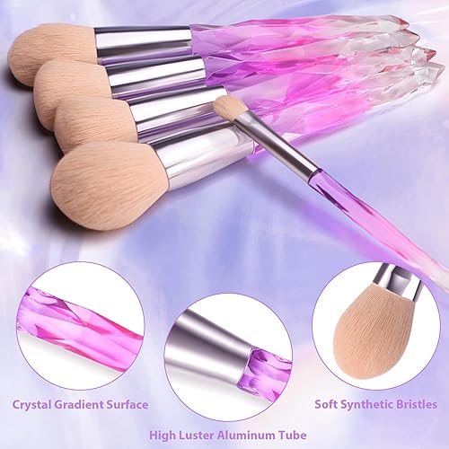 Miniatura 9 de DUAIU Juego de 15 brochas de maquillaje de cerdas sintéticas de alta calidad con mango de cristal, brocha para base de maquillaje Kabuki, para cara,