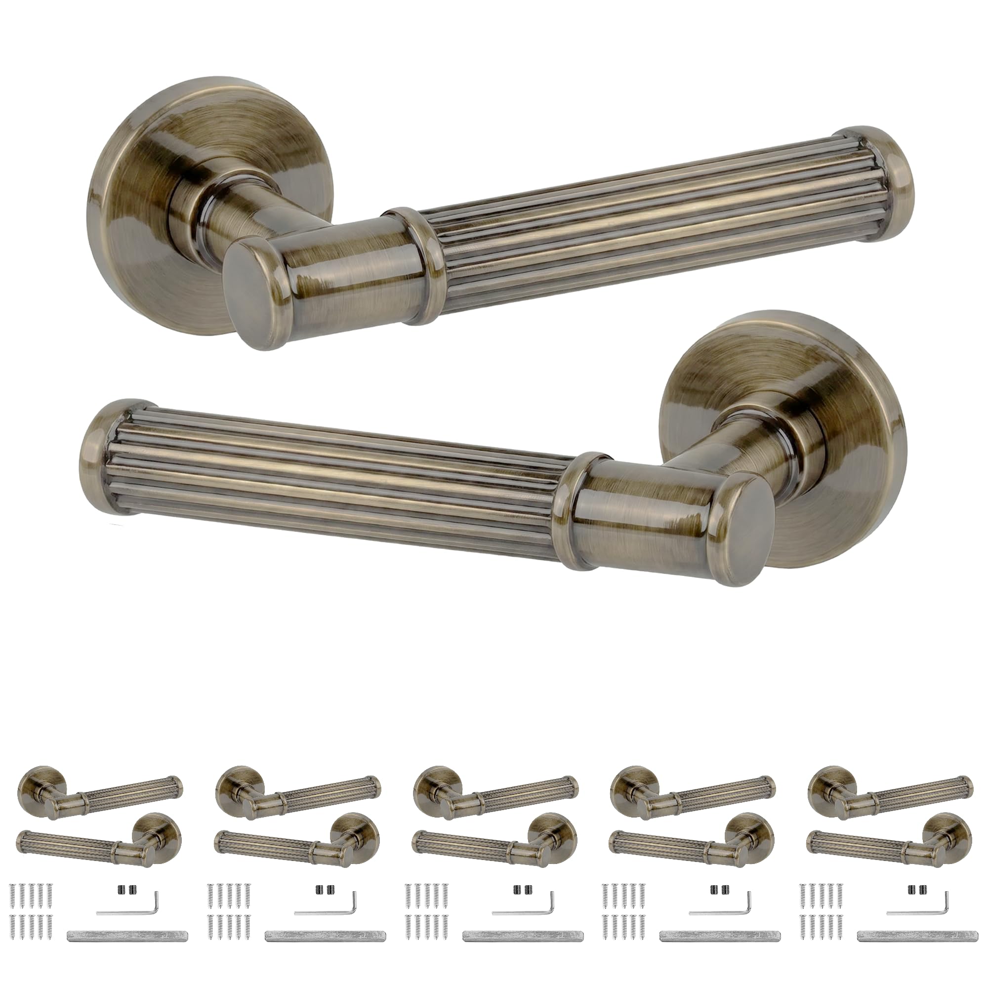 B&Q -  Leto Door HandlesAntique Brass Lever On Rose Internal Door HandlesPack Of 6 Pairs