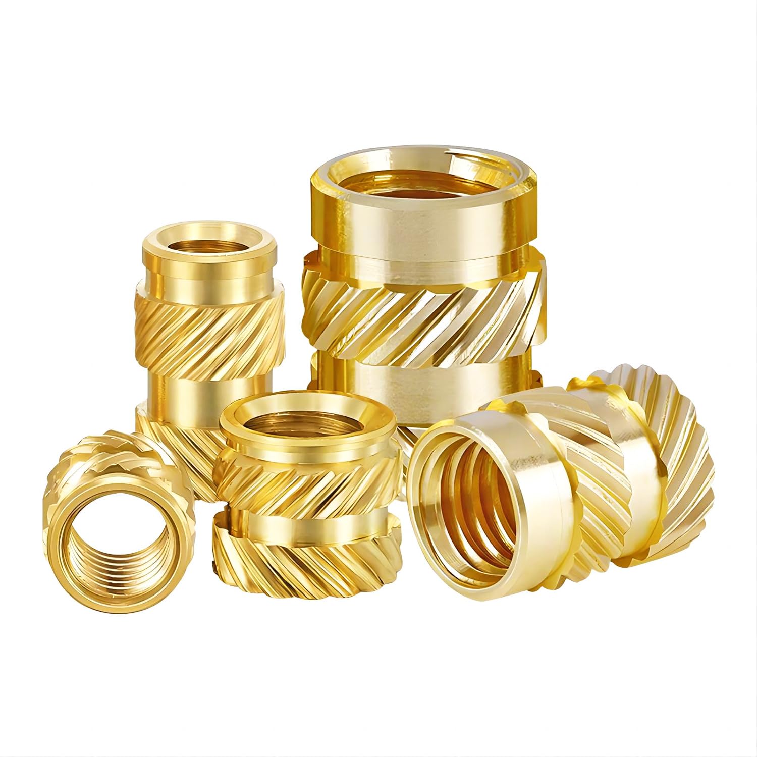 Qrity 100 Pezzi Inserto Filettato, Dadi in Ottone per Stampa 3D, Boccola Filettata, Dadi Filettati Femmina in Ottone Zigrinato, M3 x 5mm x 5mm