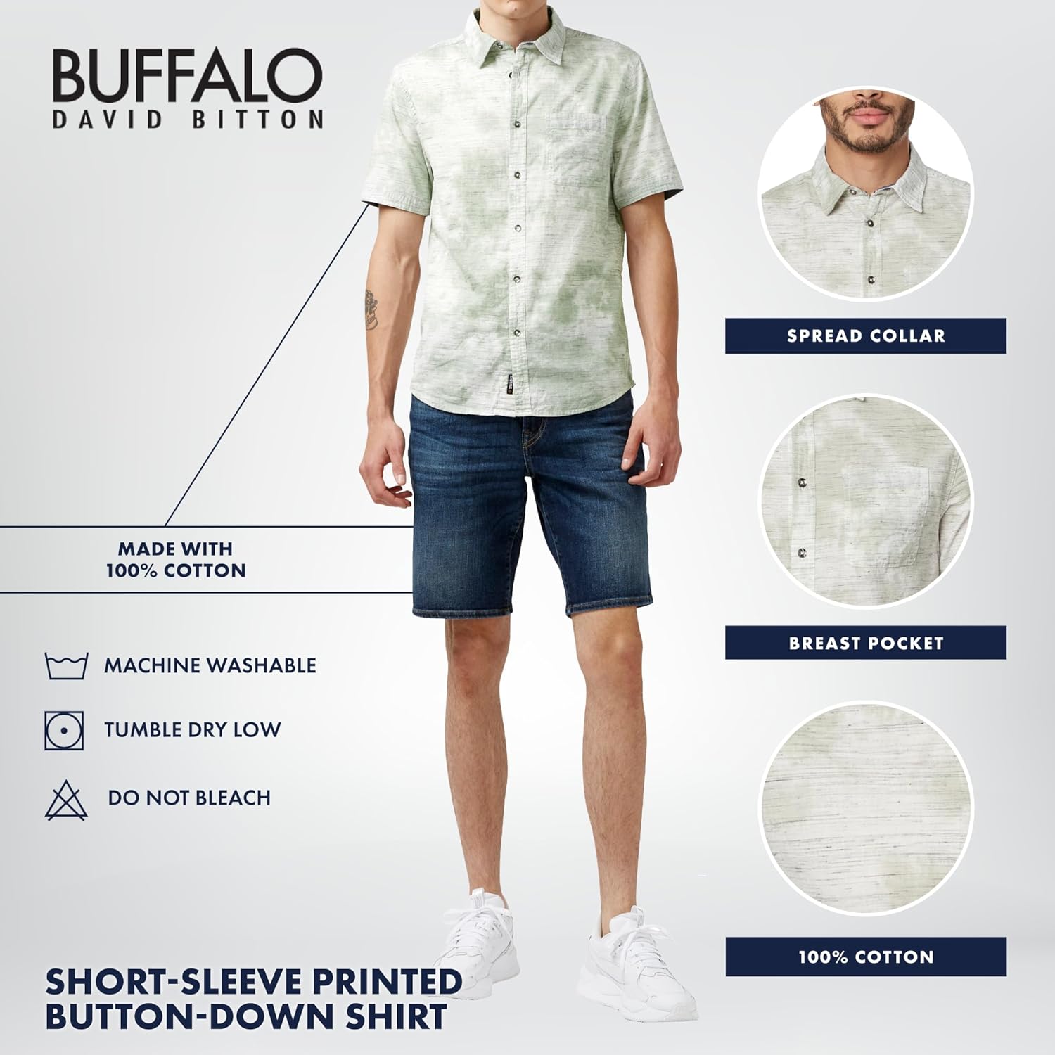 Buffalo David Bitton Mens Short Sleeve Printed Button Down - Image 4