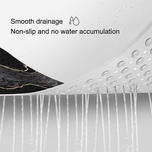 Miniatura 5 de LNOND Tapete de baño de mármol antideslizante, extra largo de 40 x 16 pulgadas, tapete antideslizante para bañera, tapete de ducha de mármol negro