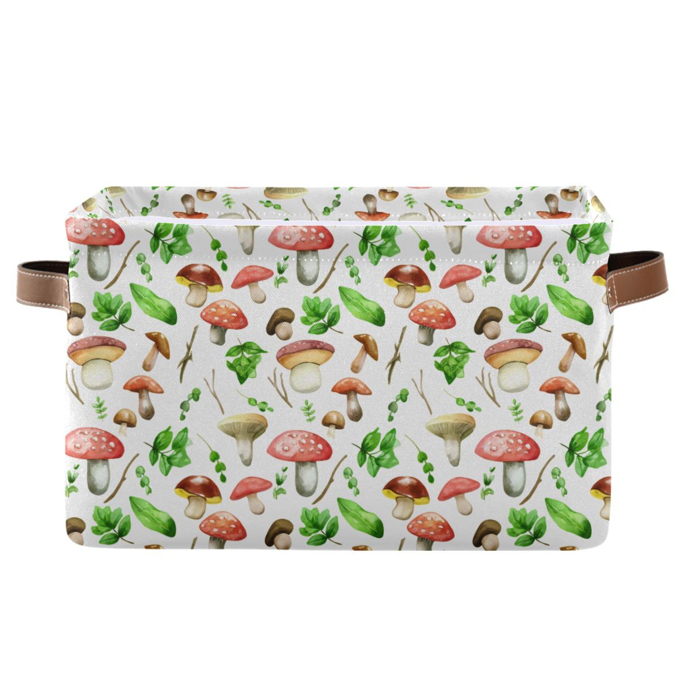 Panier de rangement pliable pour éliminer le désordre avec le motif champignons blanc